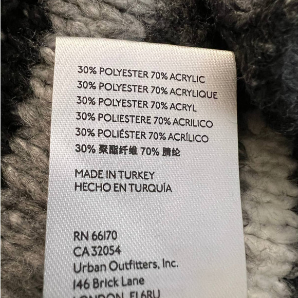 BDG Women's Oversized Open Cardigan Sweater Size L in Gray White Black Stripes - Picture 5 of 6